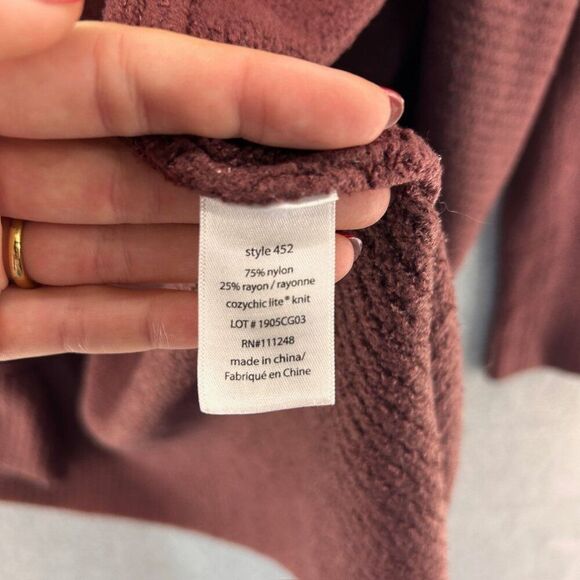 Barefoot Dreams Medium Cozychic Lite Open Front Cardigan Sweater Drape Rosewood - Picture 3 of 9